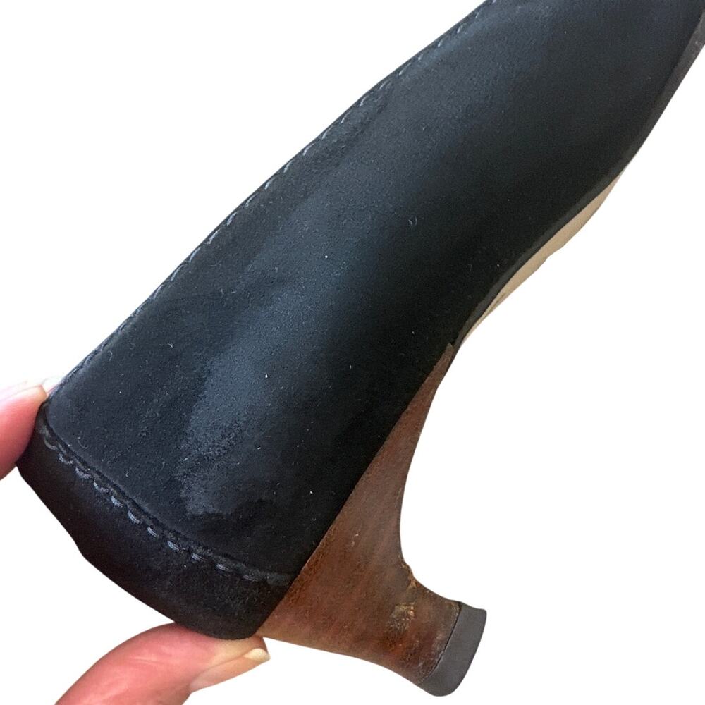 Vintage Gucci Black Suede Square‎ Toe Kitten Heels Logo 36 - Picture 12 of 16